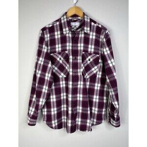 TNA Aritzia Pink Plaid Flannel Button-Up Shirt Size Medium Long Sleeve Oversized